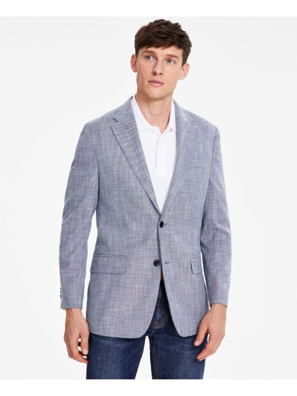 Tommy Hilfiger Mens Flap pockets Modern-Fit Sport Coat Blue Size 44 Long NWT